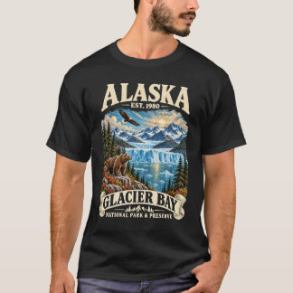 T-shirt Glacier Bay Parc National Alaska Lac de Montagne A