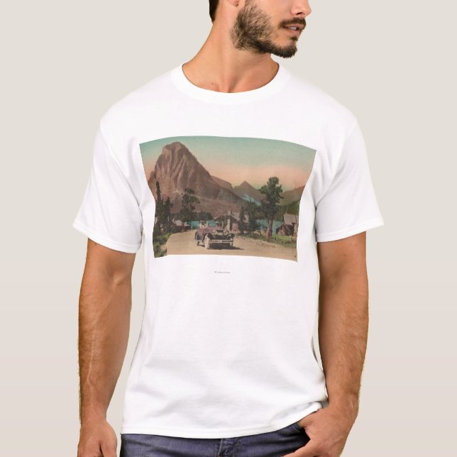 T-shirt Glacier, TA - vue de deux chalets et Mt. Rockwell (Devant)