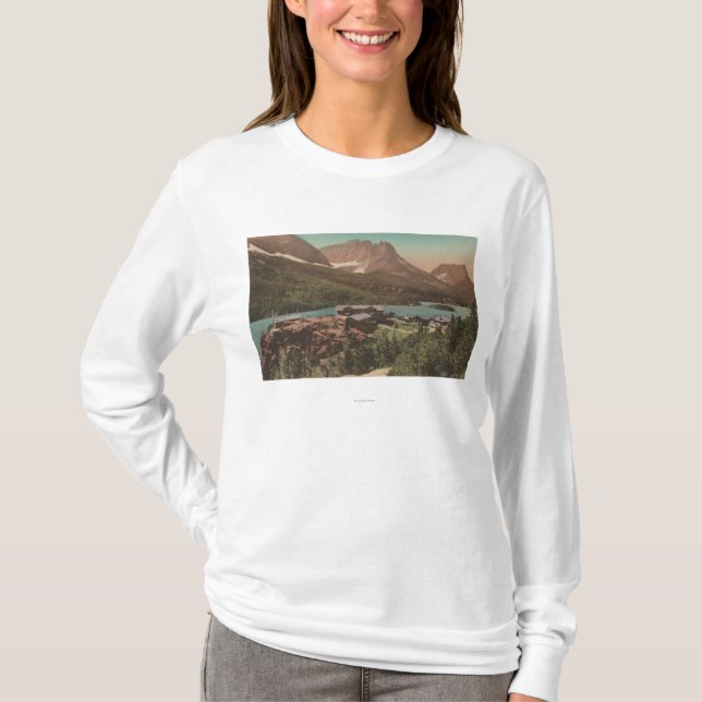 T-shirt Glacier, TA - vue des chalets et St Marys de lac (Devant)