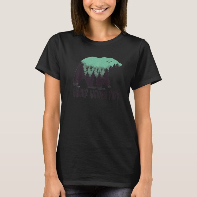 T-shirt Glacier Us National Park Bear Trees Montana Travel (Devant)