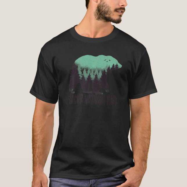 T-shirt Glacier Us National Park Bear Trees Montana Travel (Devant)
