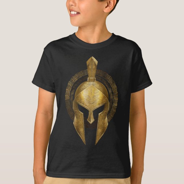 T-shirt Gladiateur d'or Spartan Casque Guerrier Sparte Gre (Devant)