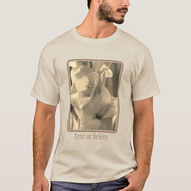 T-shirt Gladiolus Fleur Sepia Tint Personnalisé (Devant)