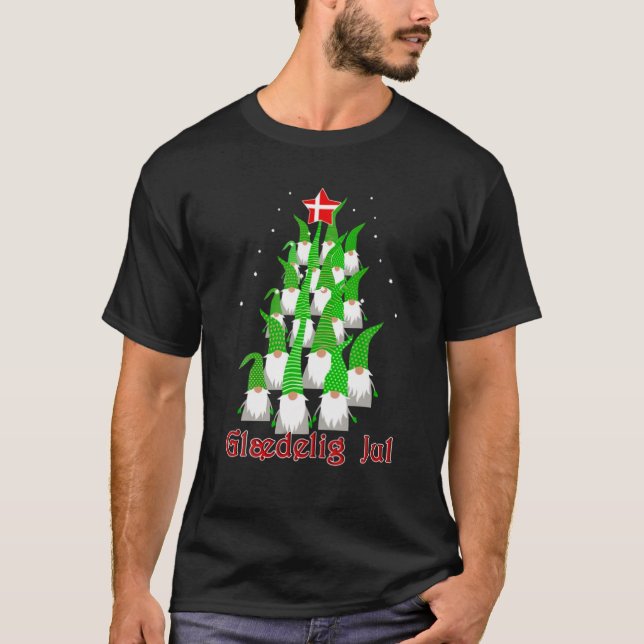 T-shirt Glaedelig Jul Danish Star Christmas Tree (Devant)