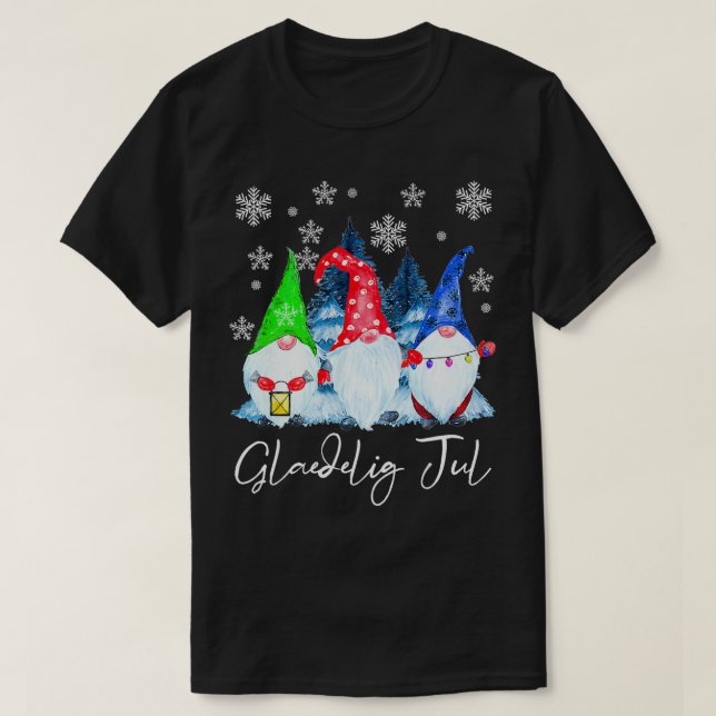 T-shirt Glaedelig Jul Nordic Gnomes Tomte Nisse Danish Chr (Design devant)