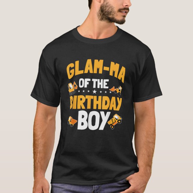 T-shirt Glam Ma de l'Anniversaire Boy Construction Worker  (Devant)