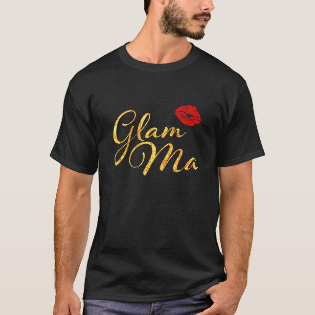 T-shirt Glam Ma Granny Nana Grandmamie Glamour Red Lip (Devant)