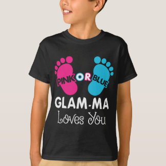 T-shirt Glam-Ma rose ou bleu vous aime Genre Révéler bébé