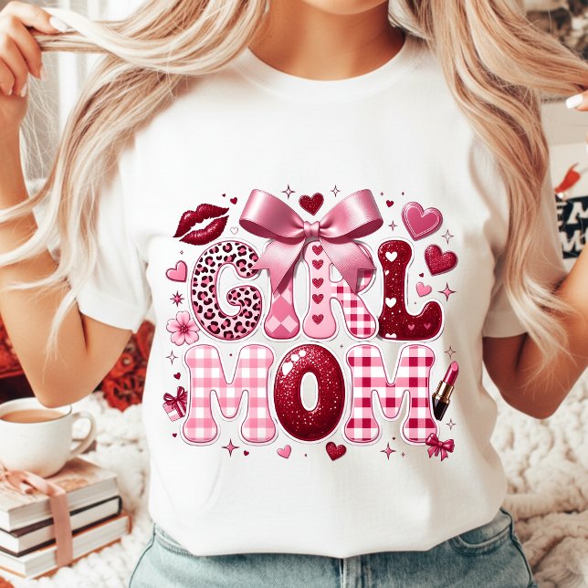 T-shirt Glam Mother's Day Gift Girl Mom Retro Leopard Pink (Créateur téléchargé)