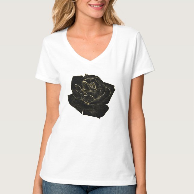 T-shirt Glam Noir Or Rose élégant Classy Unique Graphisme (Devant)