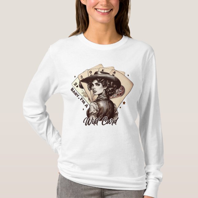 T-shirt Glam Pays Wild card Cowgirl Jouer aux cartes (Devant)