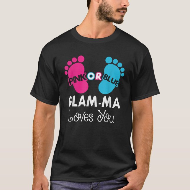 T-shirt Glam rose ou bleu Ma t'aime Genre Reveal Baby (Devant)