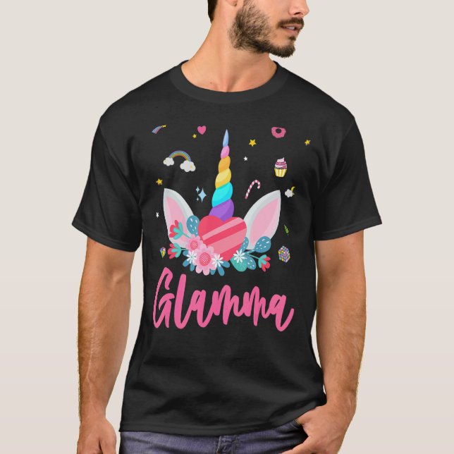 T-shirt Glamme De L'Anniversaire Fille Unicorne Thème Magi (Devant)