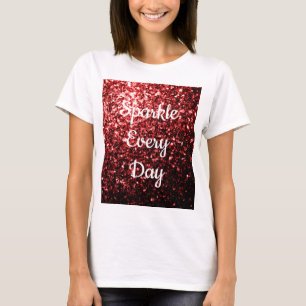 T-shirt Glamour Rouge Foncé Paillettes Étincelle tous les