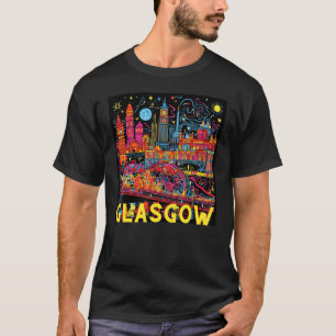 T-shirt Glasgow Scotland UK City Modern Pop Art coloré T
