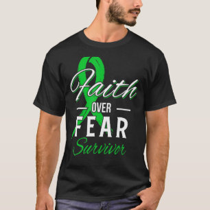 T-shirt Glaucoma Survivor Faith Over Fear Green ruban