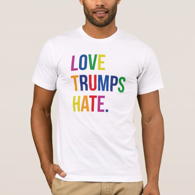 T-shirt GLBT Love Trump Hate (Devant)