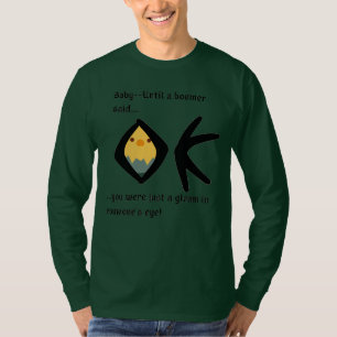 T-shirt 'Gleam in Eye' Vert Basique Longues Manches Boomer