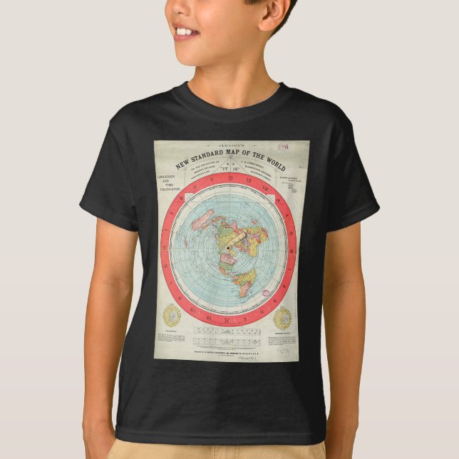T-shirt Gleason's New Standard Map Of The World - Flat Ear (Devant)