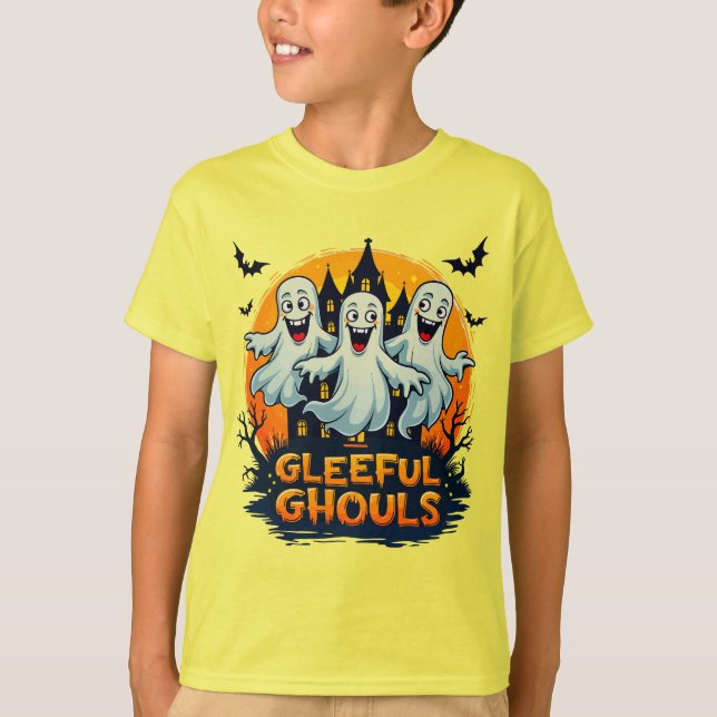 T-shirt Gleeful Ghouls | Fun Halloween Ghost Artwork (Devant)