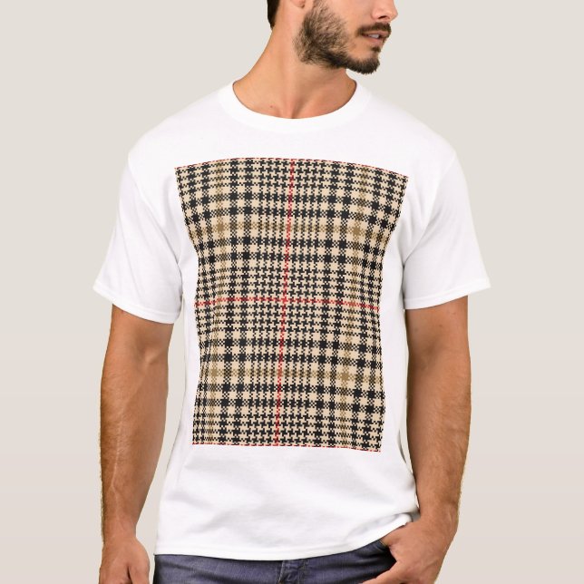 T-shirt Glen Check Plaid Pixel Art (Devant)