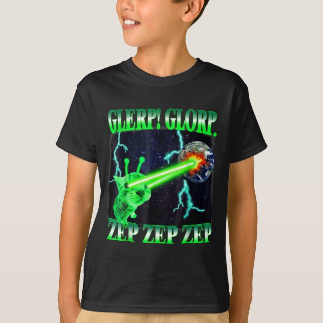 T-shirt Glerp Glorp Funny Alien Cat Meme Gnarp Cat Silly A (Devant)