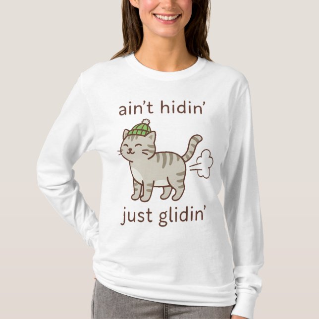T-shirt Glidin' Cat in Cozy Beanie (Devant)