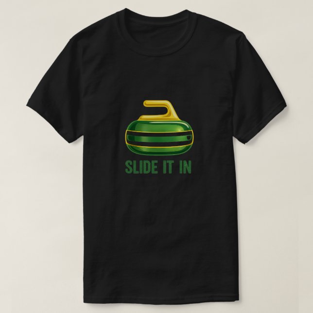 T-shirt Glissez-le – Drôle de conception de pierre de curl (Design devant)