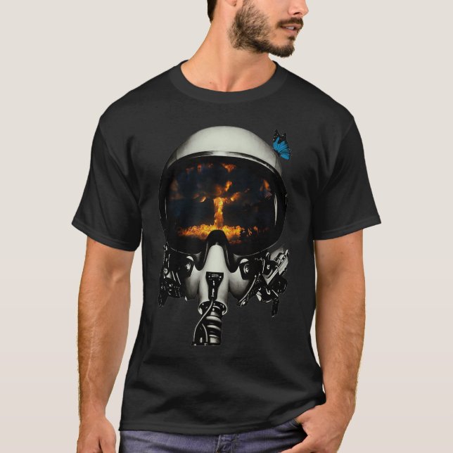 T-shirt Glitch Art bombe atomique dans le casque des pilot (Devant)