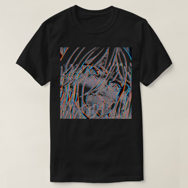 T-shirt Glitch Art Ecchi Otaku Girl (Design devant)