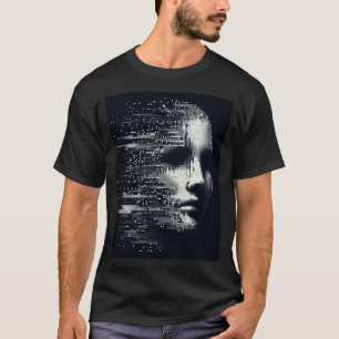T-shirt Glitch Essence - Portrait Numérique Abstrait Tee