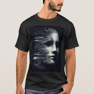 T-shirt Glitch Essence - Portrait Numérique Abstrait Tee