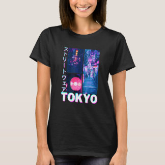 T-shirt Glitch japonais Cyberpunk Tokyo Streetwear Esthéti