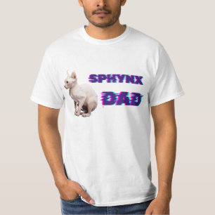 T-shirt Glitch Sphynx Papa Amateur de Chat Sans Poil Cyber