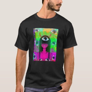 T-shirt Glitchcore Anime Demon Girl Eye vêtements weirdcor
