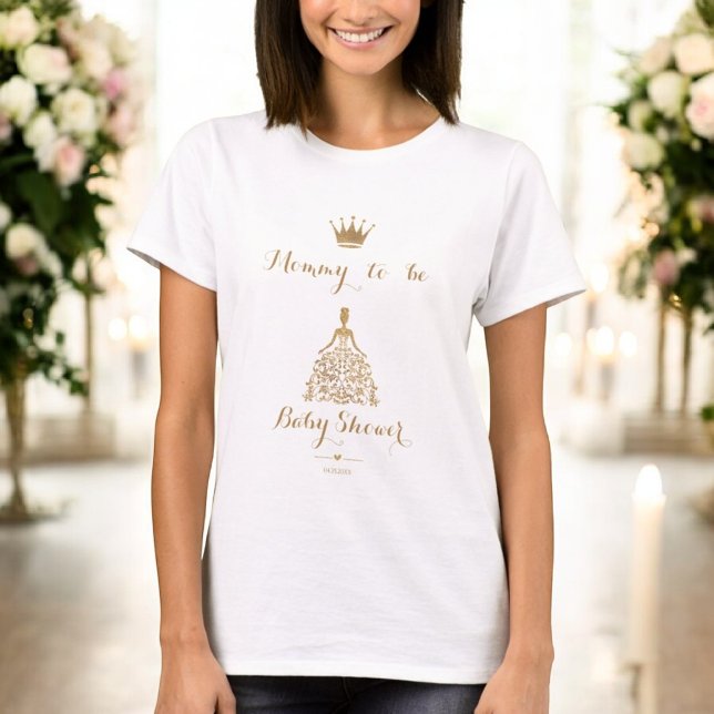 T-shirt Gliter d'or Princesse Baby shower Maman pour être (Créateur téléchargé)