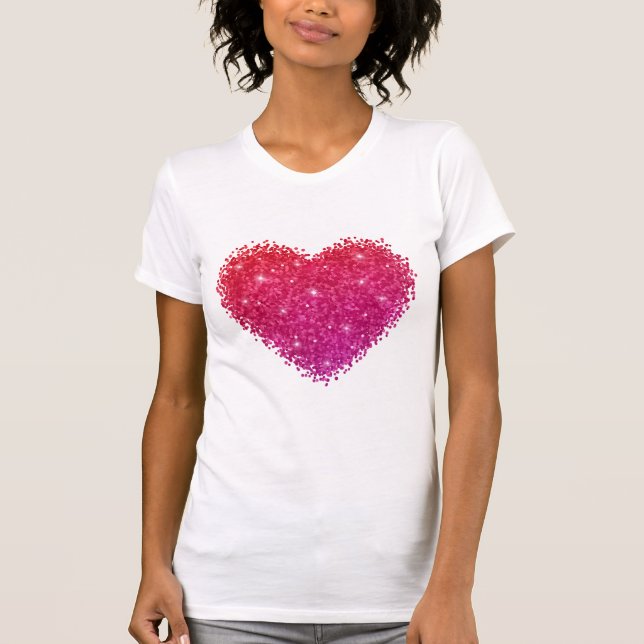 T-shirt Glittery Heart Valentines Day Inspiré (Devant)
