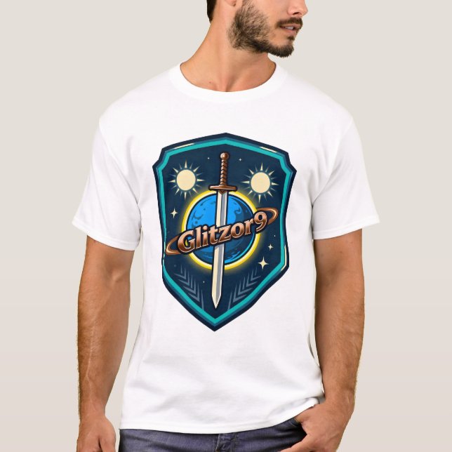 T-shirt Glitzor9 “Twin Suns Shield” Emblem Tee (Devant)