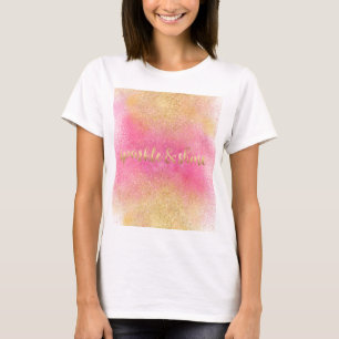 T-shirt Glitzy rose or étincelle et brillance
