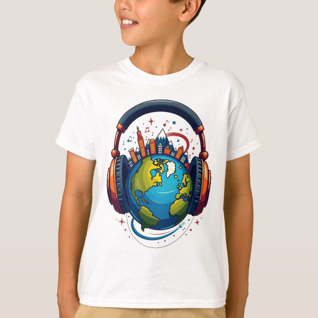 T-shirt Global Beats : Terre et casques (Devant)