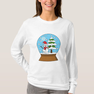 T-shirt Globe de neige avec Snowman et Pine Tree