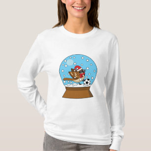 T-shirt Globe de neige avec un moineau mignon jouant au so
