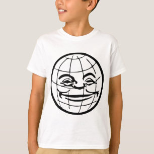 T-shirt Globe de sourire, la terre, visage, monde heureux,