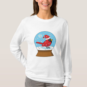 T-shirt Globe des neiges avec cardinal rouge mignon