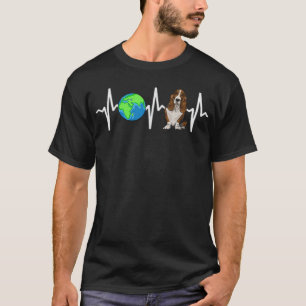 T-shirt Globe Planet Terre Basset Hound Heartbeat Chien Lo