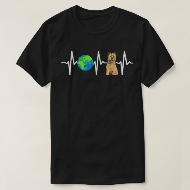 T-shirt Globe Planet Terre Cairn Terrier Heartbeat Dog Lov (Design devant)