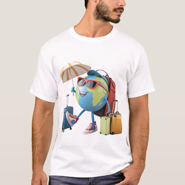 T-shirt Globe voyageur avec accessoires (Devant)