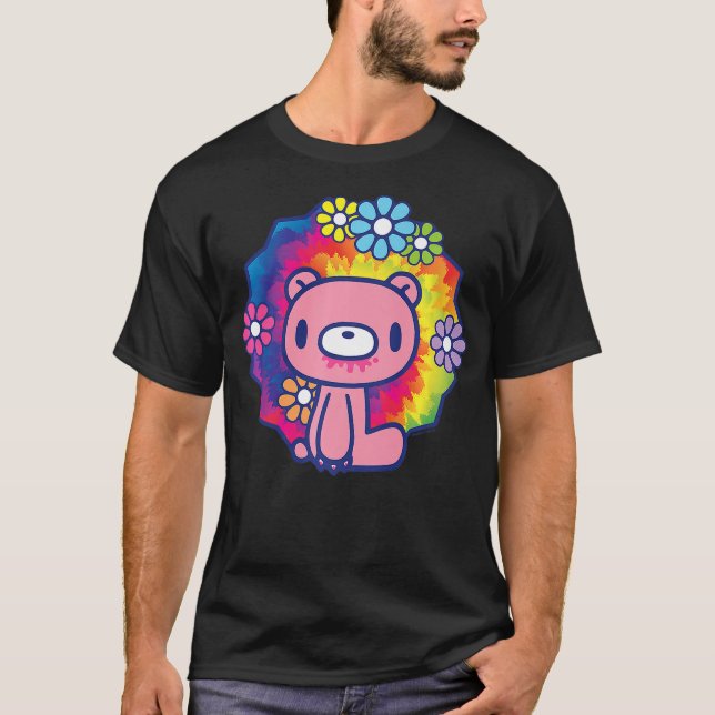 T-shirt Gloomy Bear The Naughty Grizzly 70's Hippy Flowers (Devant)