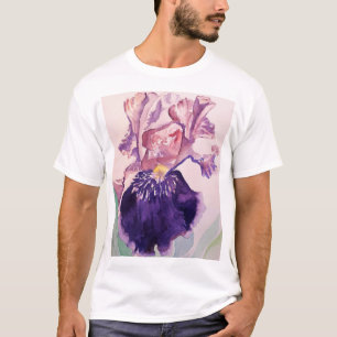 T-shirt Glorioues Purple Iris Aquarelle Peinture