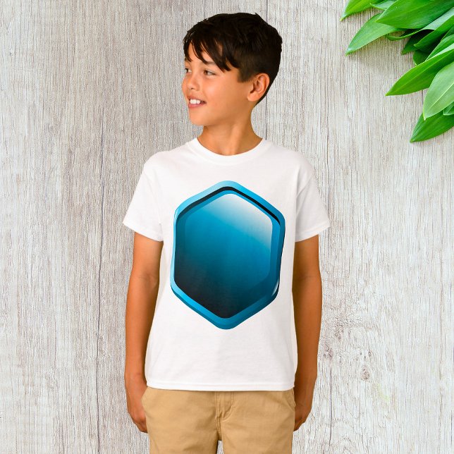 T-shirt Glossy Blue Hexagon Icon Modern Geometric (Créateur téléchargé)